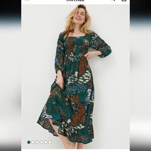 Fat Face Dark Patterned Long Sleeve Dress